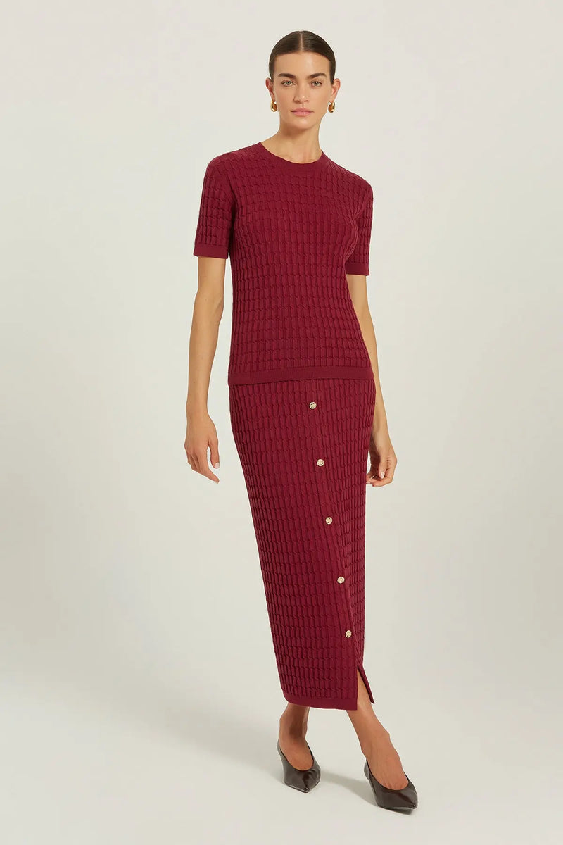 Bordo Örgü Dokulu Kadın Kazak  Mısırlı 1951