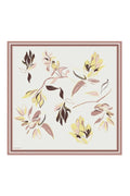Ekru Pembe Floral Desenli İpek Eşarp