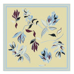 Açık Mavi Ekru Floral Desenli İpek Eşarp  Mısırlı 1951