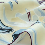 Açık Mavi Ekru Floral Desenli İpek Eşarp  Mısırlı 1951