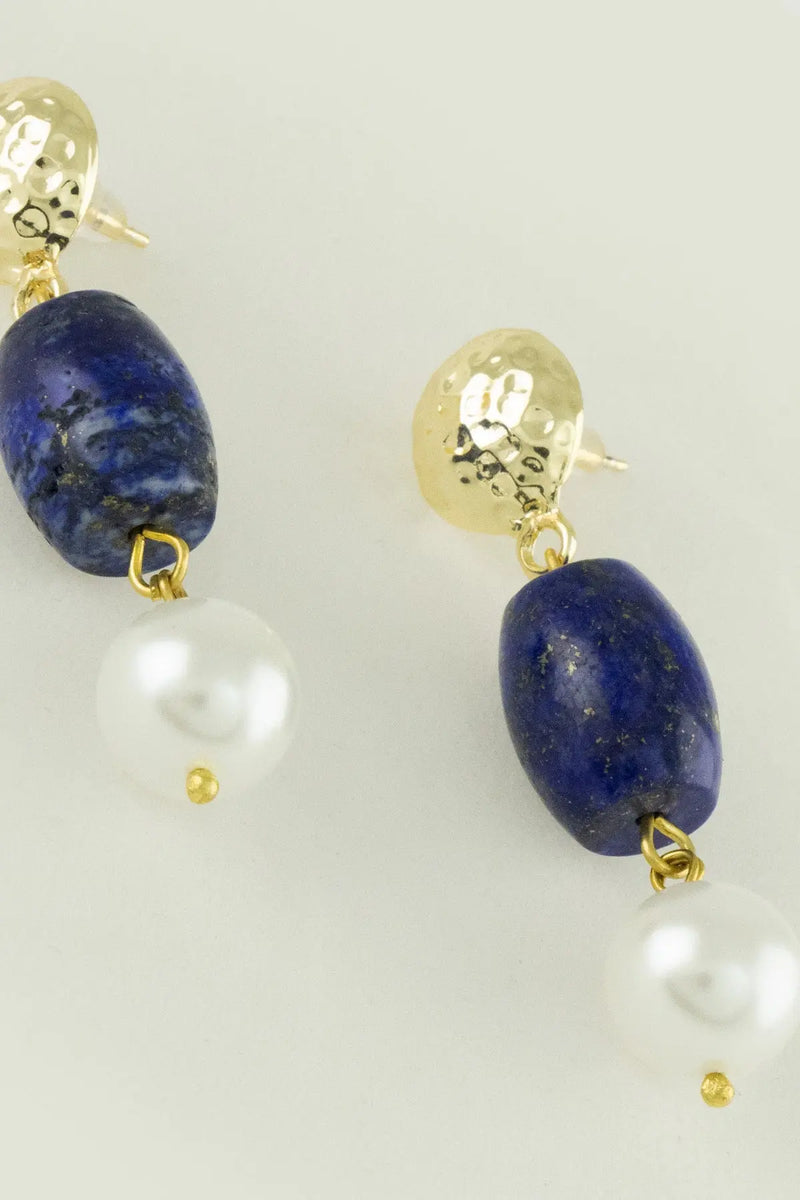 Multicolor Doğal Taş ve İncili Küpe  Mısırlı 1951