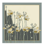 Antrasit Ekru Çiçek Desenli İpek Eşarp  Mısırlı 1951