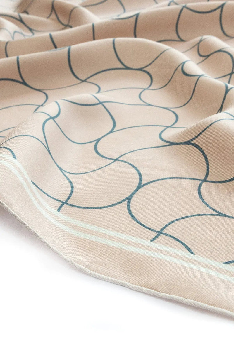 Pudra Dalga Desenli İpek Eşarp  Mısırlı 1951