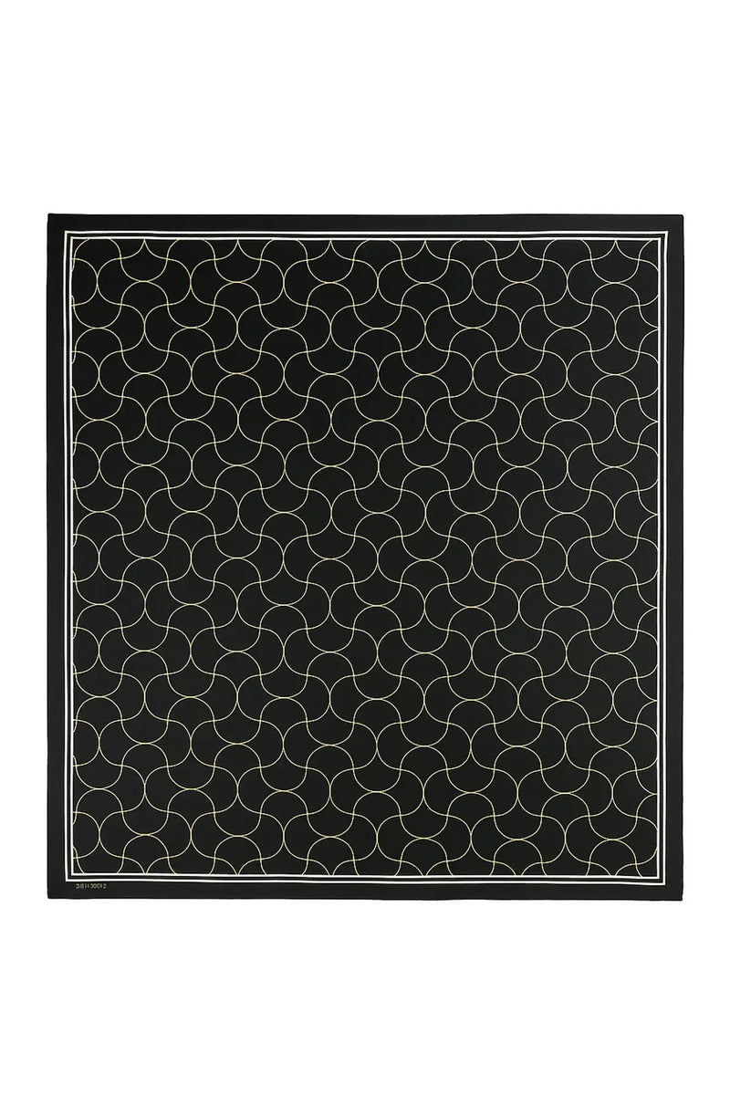 Siyah Dalga Desenli İpek Eşarp  Mısırlı 1951