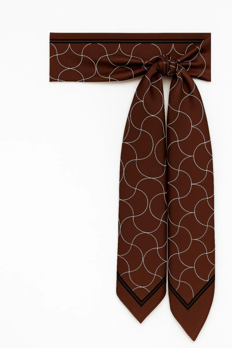 Bordo Dalga Desenli İpek Eşarp  Mısırlı 1951