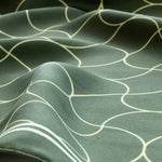 Haki Dalga Desenli İpek Eşarp  Mısırlı 1951