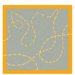 Gri Şeftali Zincir Motifli İpek Eşarp  Mısırlı 1951