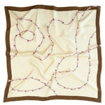 Açık Bej Pembe Zincir Motifli İpek Eşarp  Mısırlı 1951