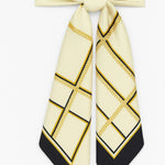 Koyu Bej Zincir Desenli İpek Eşarp  Mısırlı 1951