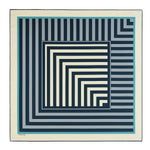 Lacivert Geometrik Çizgili İpek Eşarp  Mısırlı 1951