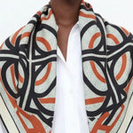 Siyah Kiremit Desenli İpek Eşarp  Mısırlı 1951