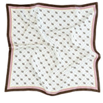 Pudra Kahverengi Monogram Desenli İpek Eşarp  Mısırlı 1951