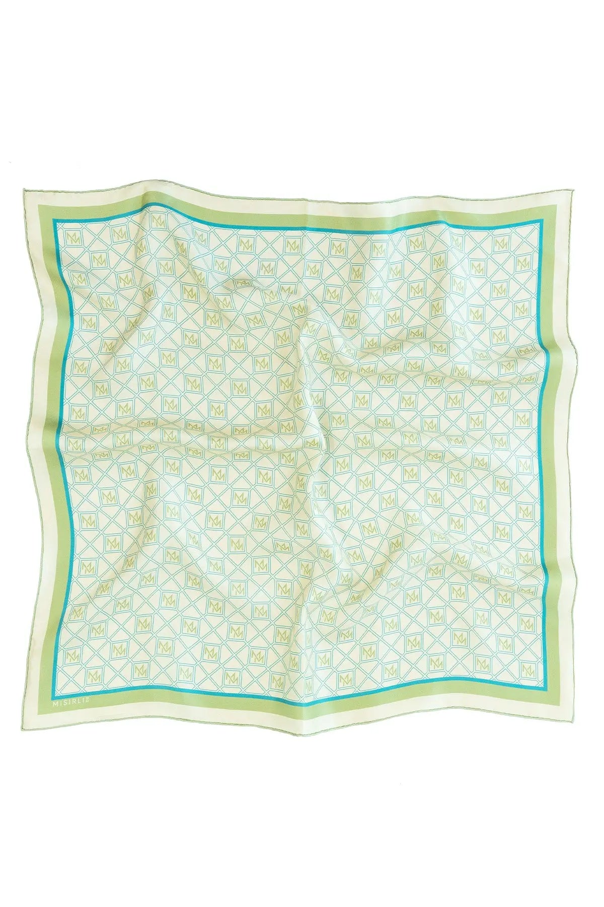 Pudra Mint Monogram Desenli İpek Eşarp  Mısırlı 1951