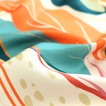 Oranj Yavruağzı Botanik Desen İpek Eşarp  Mısırlı 1951