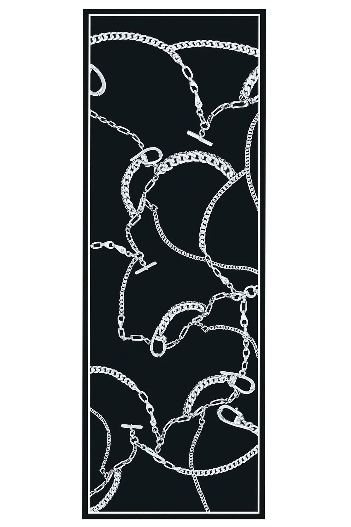 Siyah Zincir Motifli İpek Şal  Mısırlı 1951