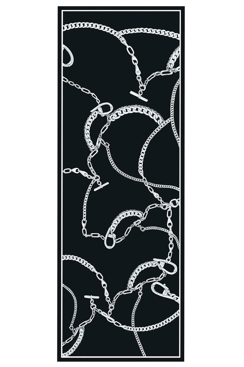 Siyah Zincir Motifli İpek Şal  Mısırlı 1951