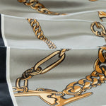 Gri Zincir Motifli İpek Şal  Mısırlı 1951