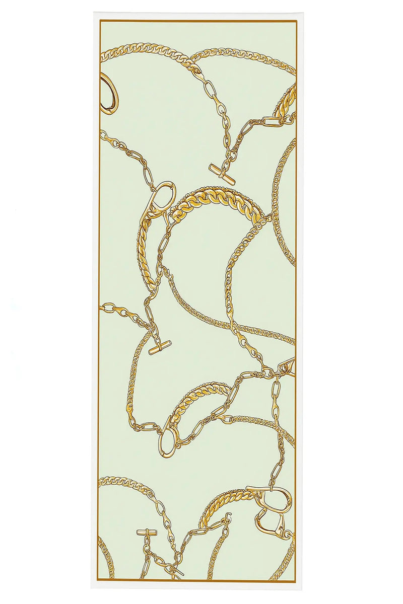 Su Yeşili Zincir Motifli İpek Şal  Mısırlı 1951