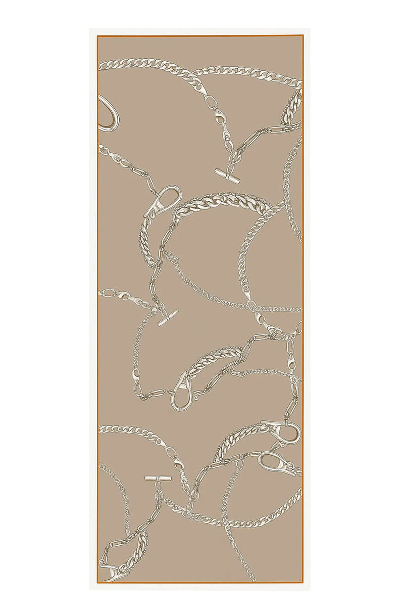 Açık Kahverengi Zincir Motifli İpek Şal  Mısırlı 1951