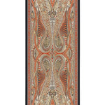 Oranj Siyah Barok Desen İpek Şal  Mısırlı 1951