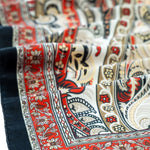 Oranj Siyah Barok Desen İpek Şal  Mısırlı 1951