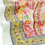 Mint Turuncu Barok Desen İpek Şal  Mısırlı 1951