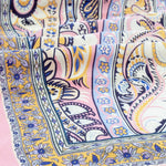 Pembe Mavi Barok Desen İpek Şal  Mısırlı 1951