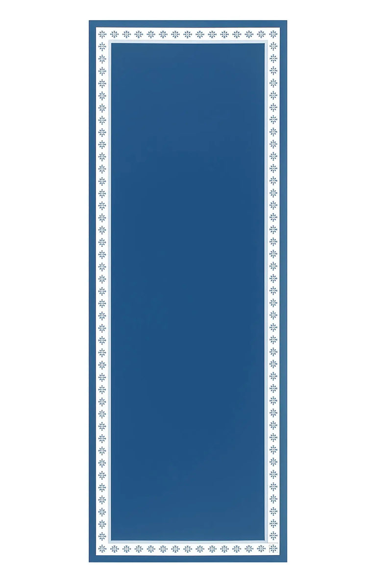 Petrol Kenarı Çiçek Desenli İpek Şal  Mısırlı 1951