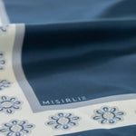 Petrol Kenarı Çiçek Desenli İpek Şal  Mısırlı 1951