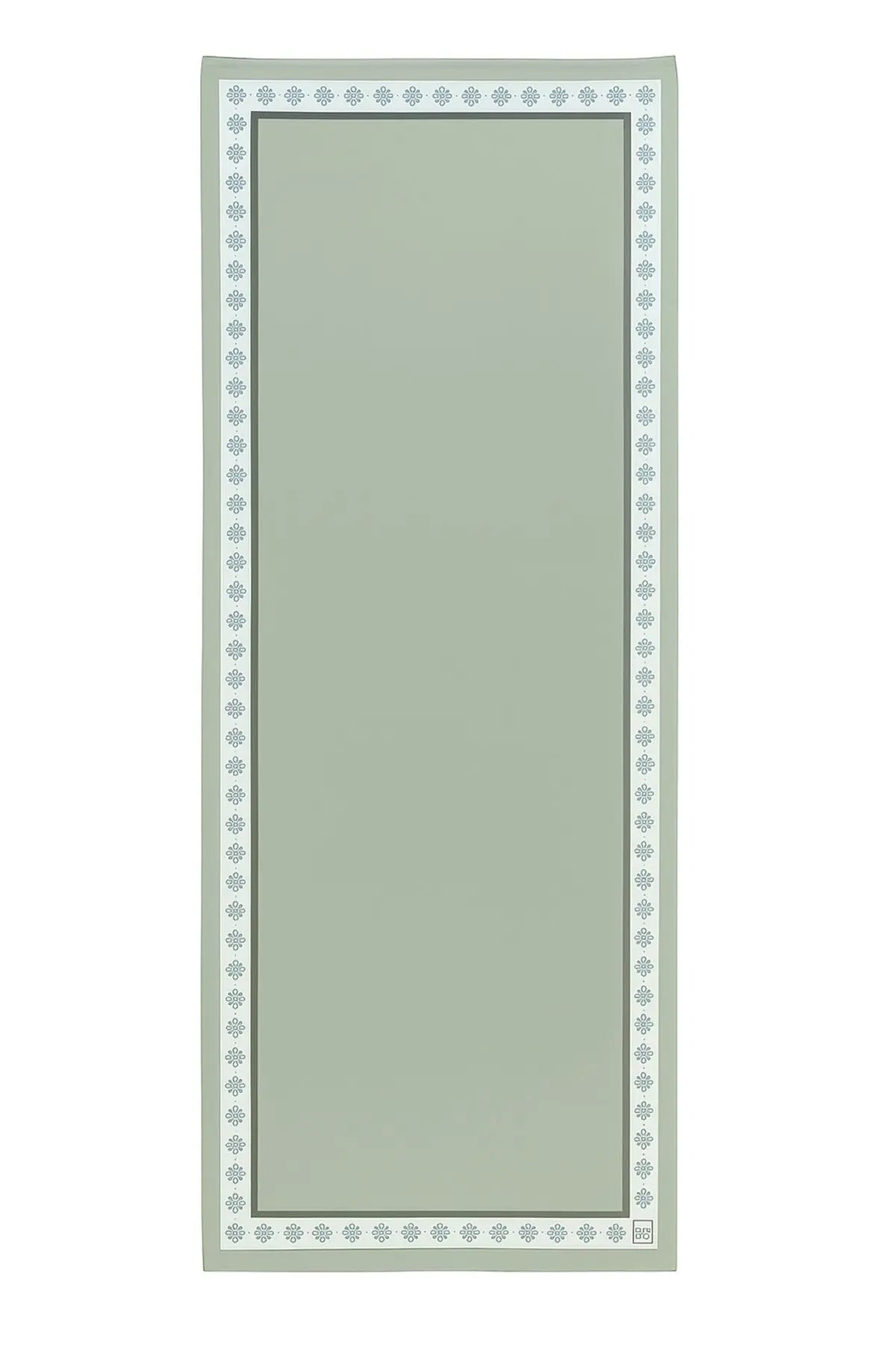 Açık Yeşil Kenarı Çiçek Desenli İpek Şal  Mısırlı 1951