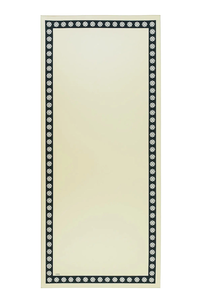 Açık Camel Kenarı Çiçek Desenli İpek Şal  Mısırlı 1951