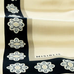 Açık Camel Kenarı Çiçek Desenli İpek Şal  Mısırlı 1951