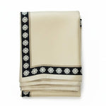 Açık Camel Kenarı Çiçek Desenli İpek Şal  Mısırlı 1951