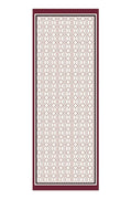 Bordo Ekru Geometrik Desenli İpek Şal