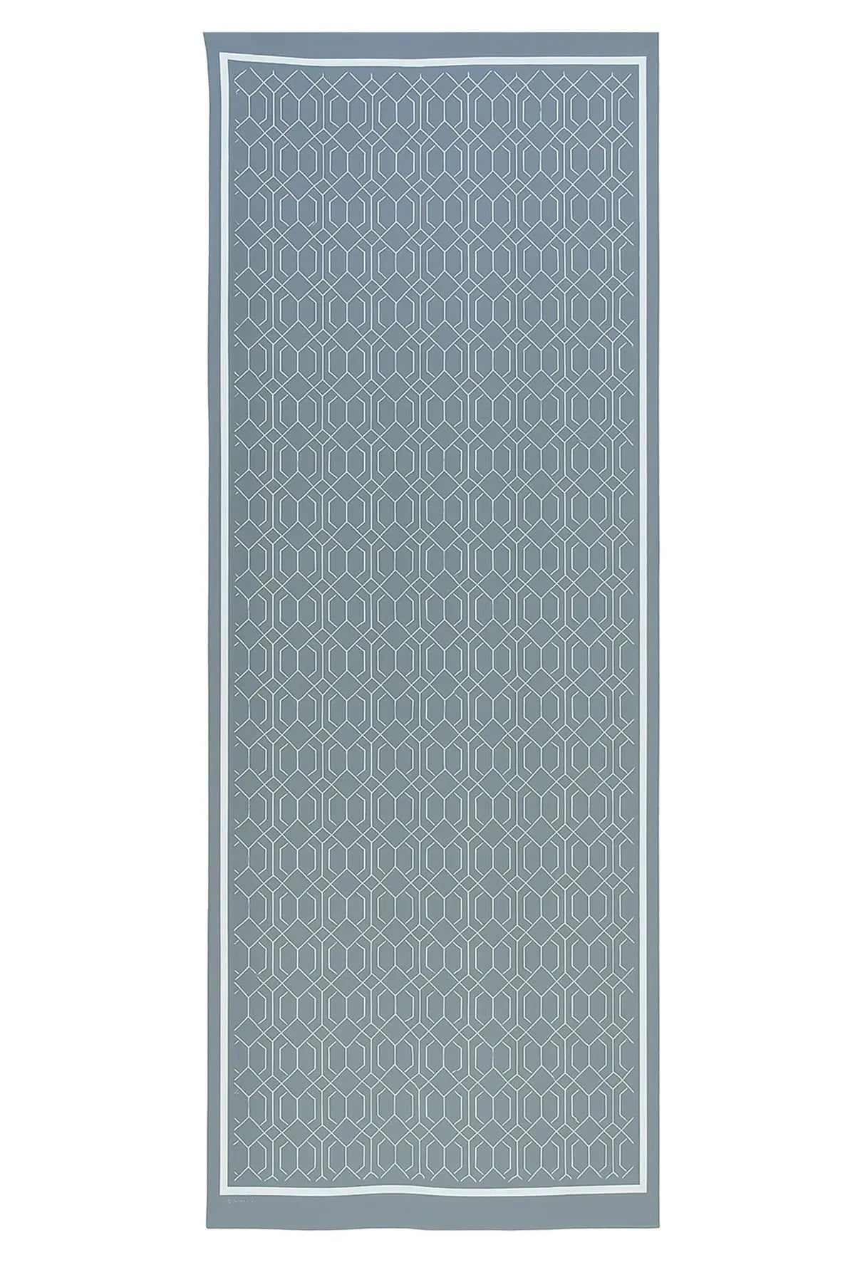 Açık ve Koyu Gri Geometrik Desenli İpek Şal  Mısırlı 1951