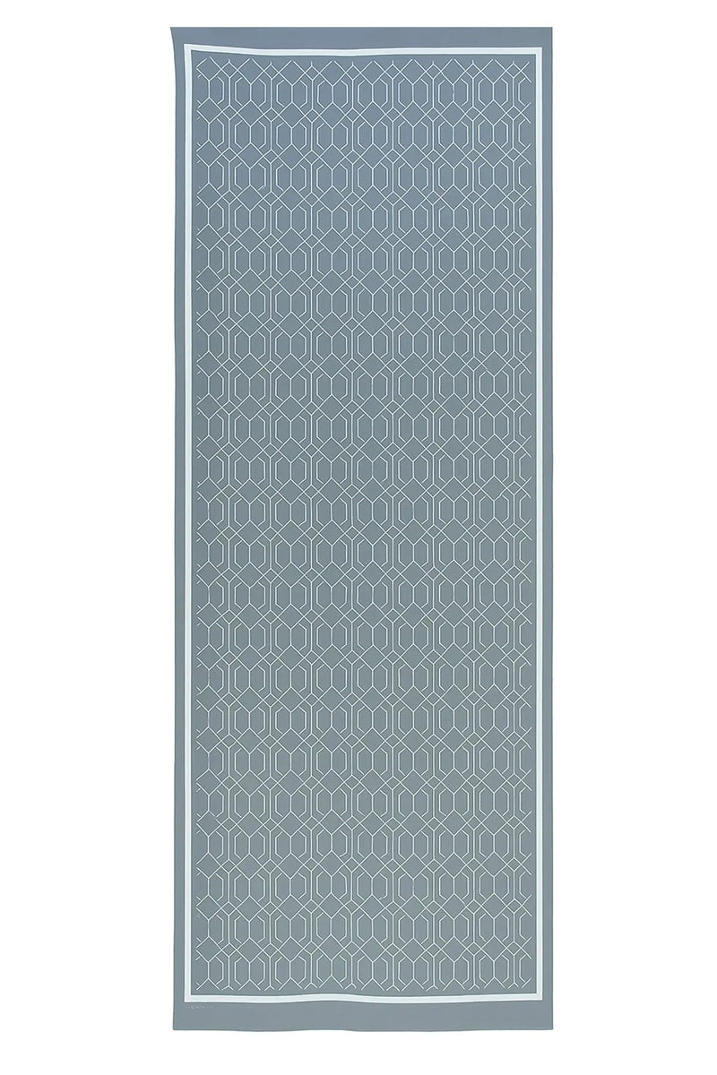 Açık ve Koyu Gri Geometrik Desenli İpek Şal  Mısırlı 1951