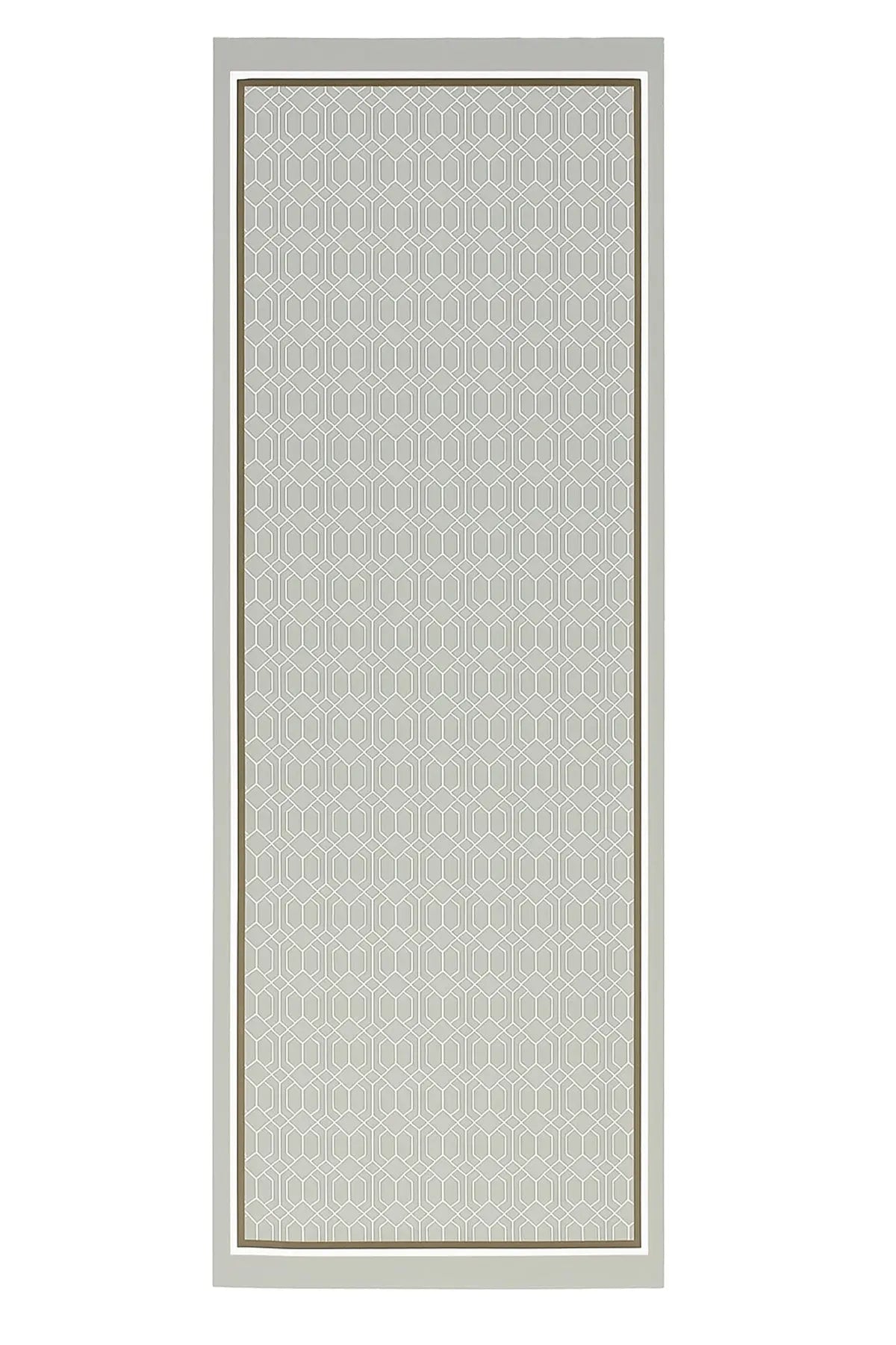 Taş Açık Gri Geometrik Desenli İpek Şal  Mısırlı 1951