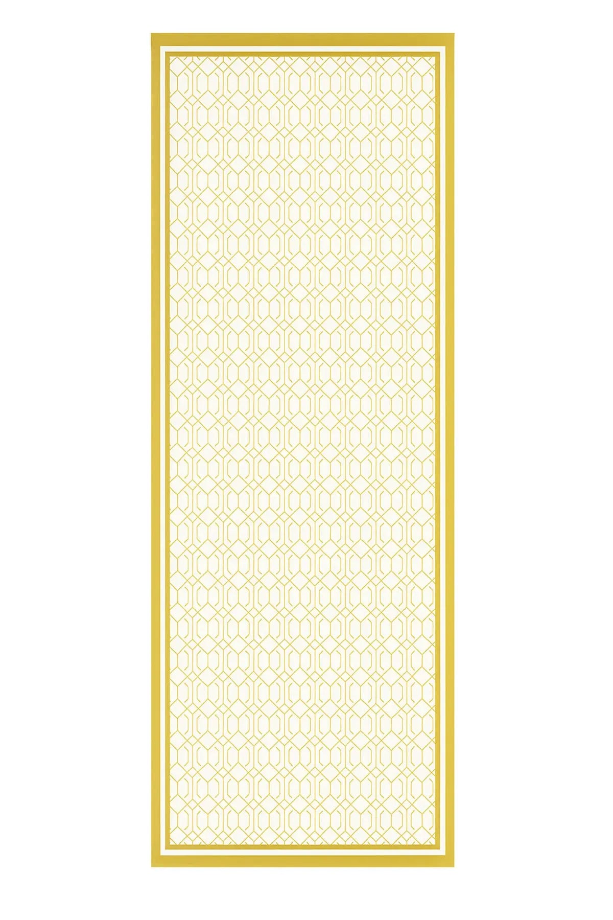 Hardal Ekru Geometrik Desenli İpek Şal  Mısırlı 1951