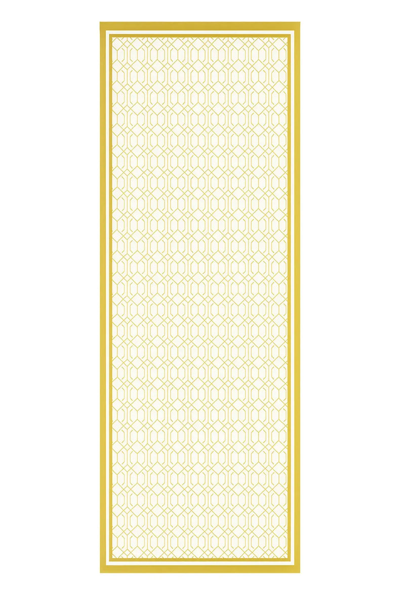 Hardal Ekru Geometrik Desenli İpek Şal  Mısırlı 1951