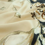 Açık Camel Siyah Yaprak Desenli İpek Eşarp  Mısırlı 1951