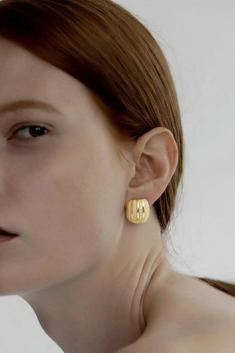 Gold Taş Detaylı Bombeli Küpe  Mısırlı 1951