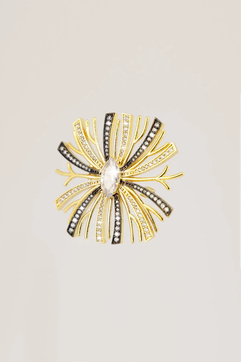 Gold Silver Işıltılı Çiçek Broş  Mısırlı 1951