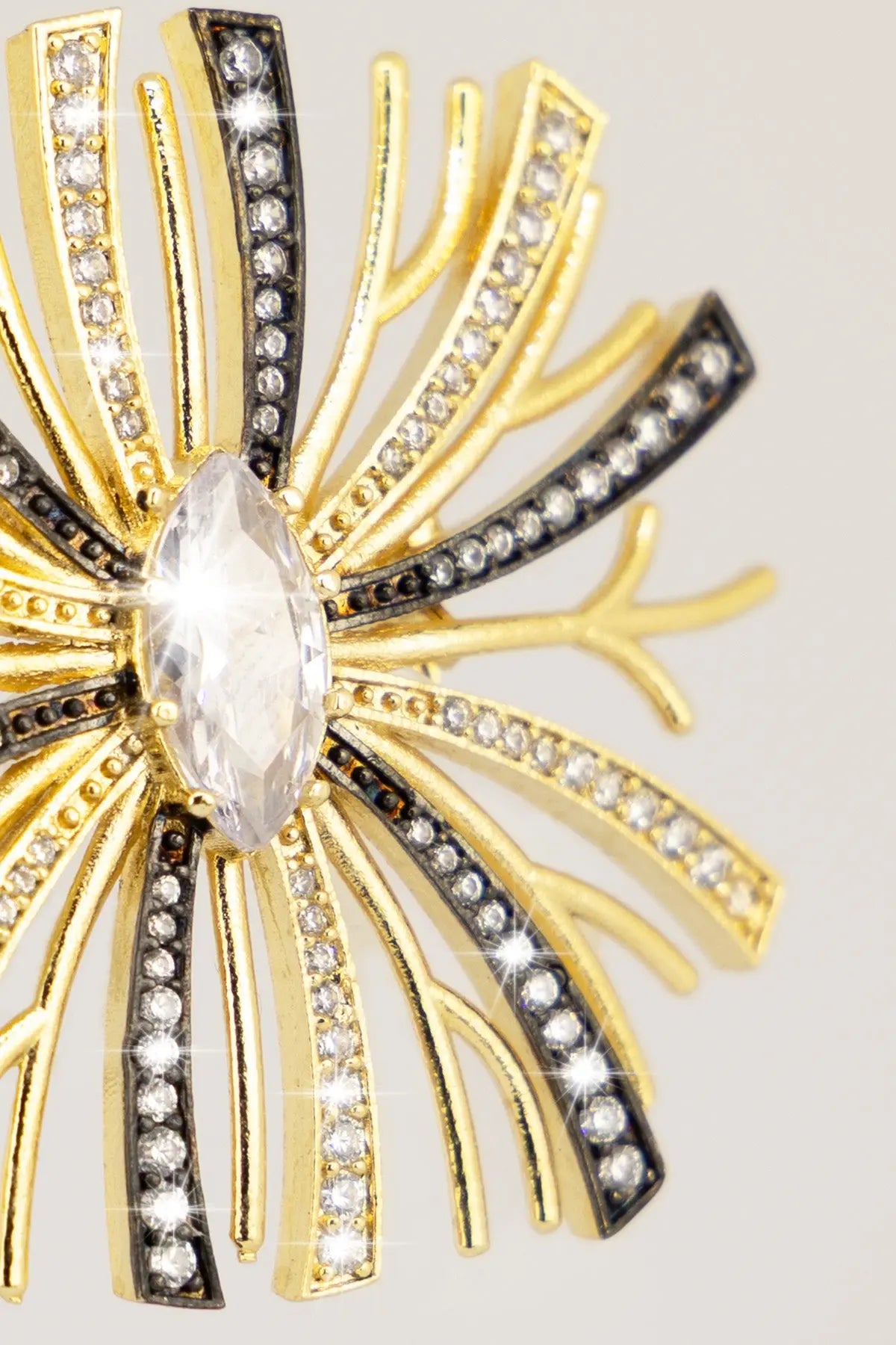 Gold Silver Işıltılı Çiçek Broş  Mısırlı 1951