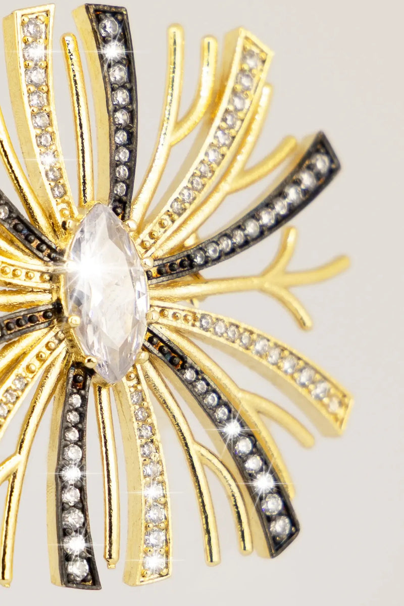 Gold Silver Işıltılı Çiçek Broş  Mısırlı 1951