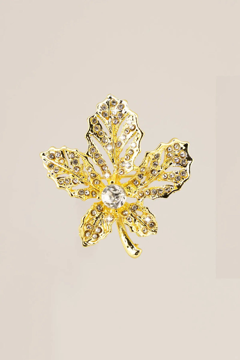 Gold Işıltılı Yaprak Broş  Mısırlı 1951