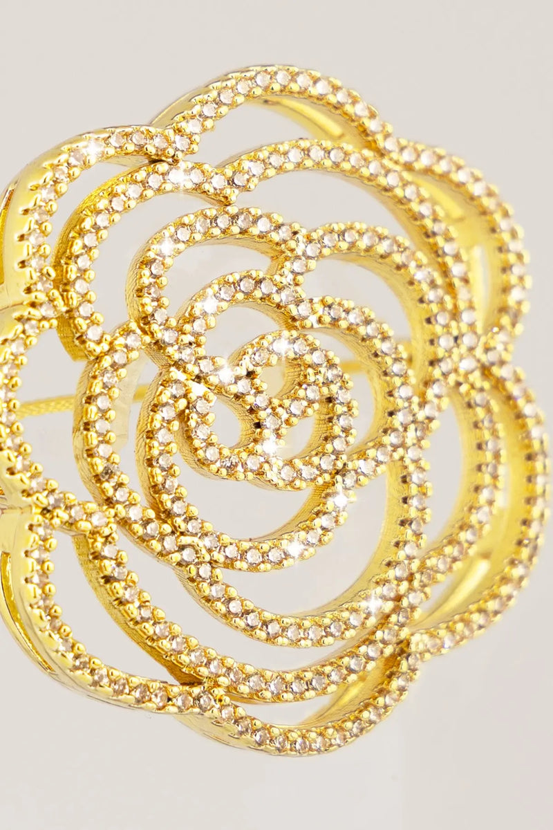 Gold Taş İşlemeli Gül Broş  Mısırlı 1951