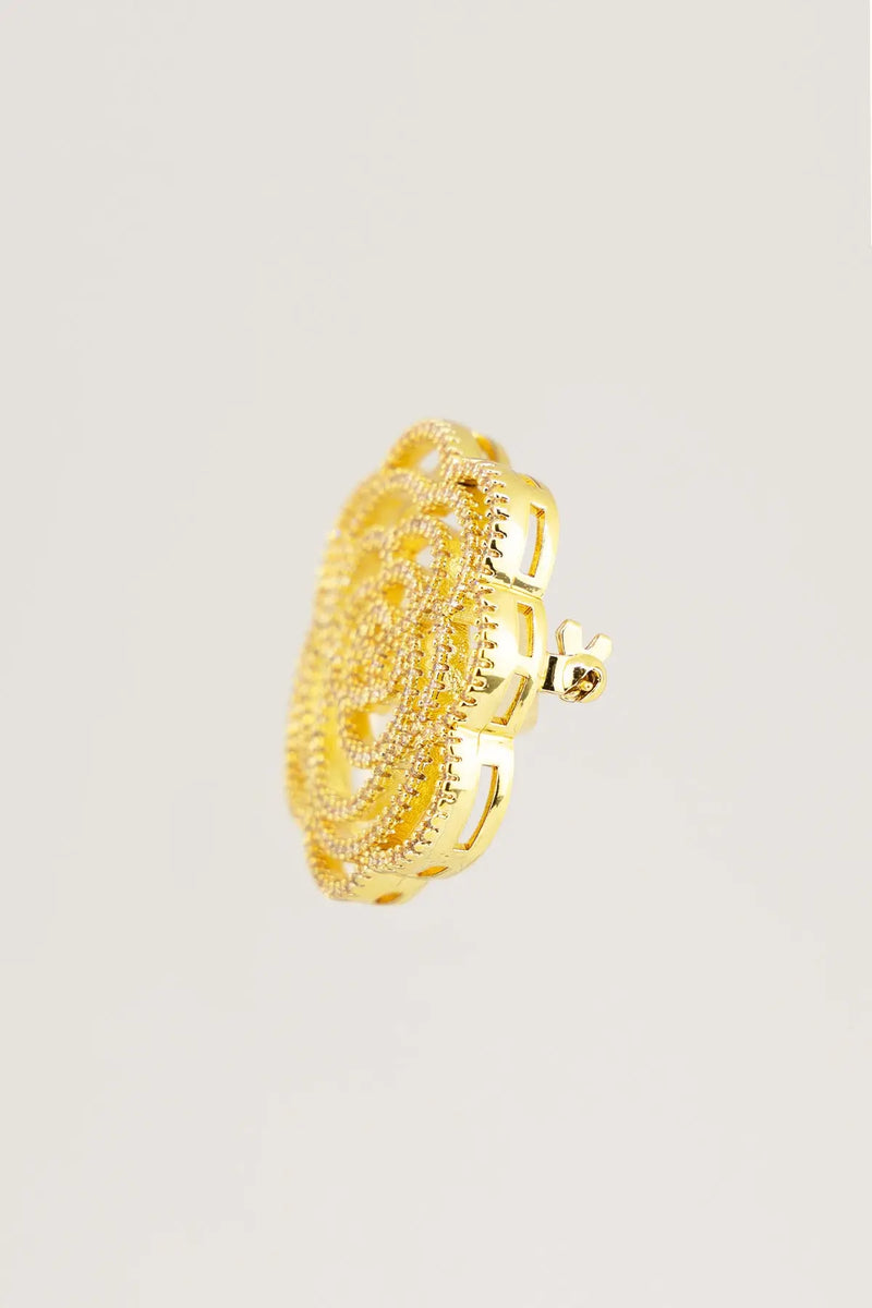 Gold Taş İşlemeli Gül Broş  Mısırlı 1951