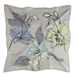 Açık Gri İri Çiçek Baskılı İpek Eşarp  Mısırlı 1951