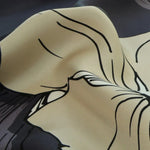 Antrasit İri Çiçek Baskılı İpek Eşarp  Mısırlı 1951