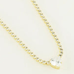 Gold Çerçeveli Taşlı Kalp Detaylı Kolye  Mısırlı 1951